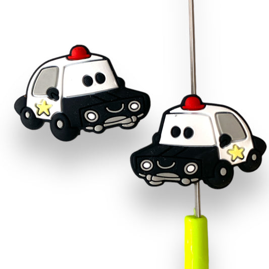 h1039 - "Patrol Car" Focal Bead Silicone (1 Count)