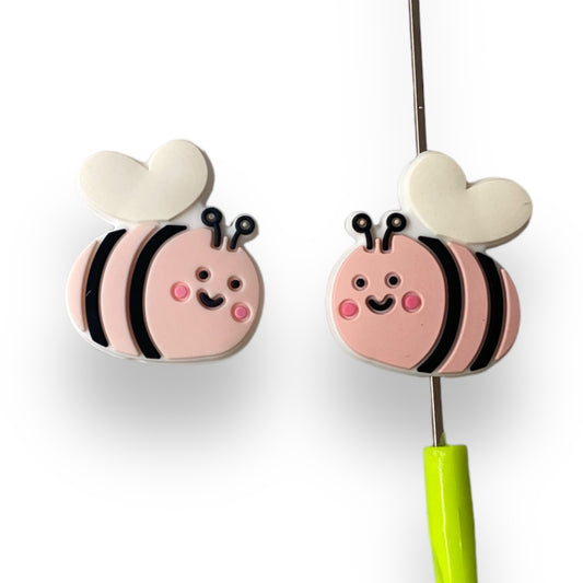 T424 - Pink Bee Focal Bead Silicone (1 Count)