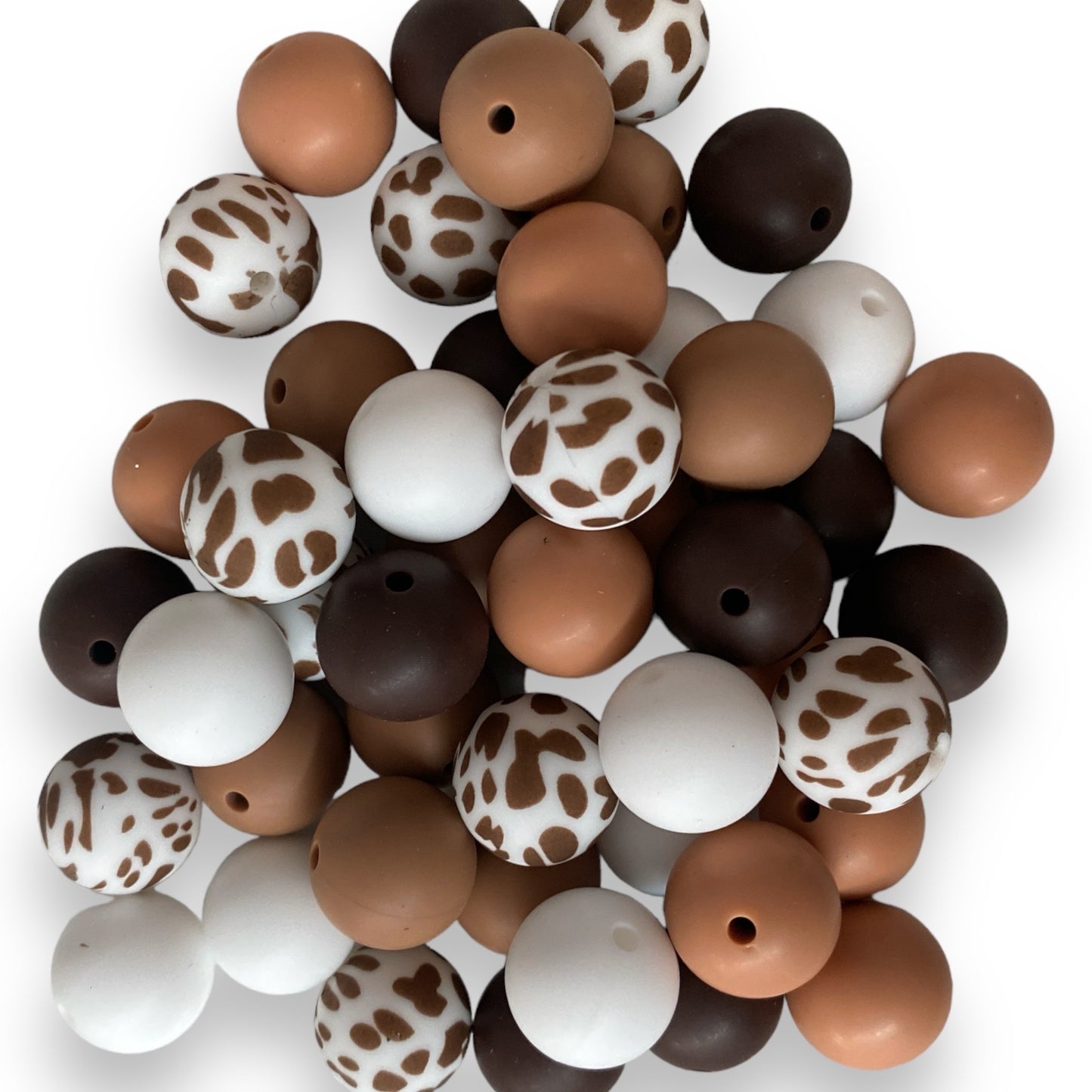 CK- 206 -  15mm 50 Count Brown Cow Mixed Pack Silicone Beads