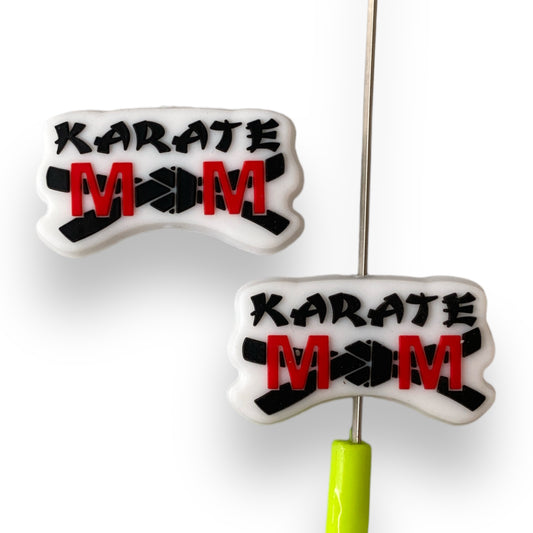 X215 - "Karate Mom"  Focal (1 Count) Bead Silicone