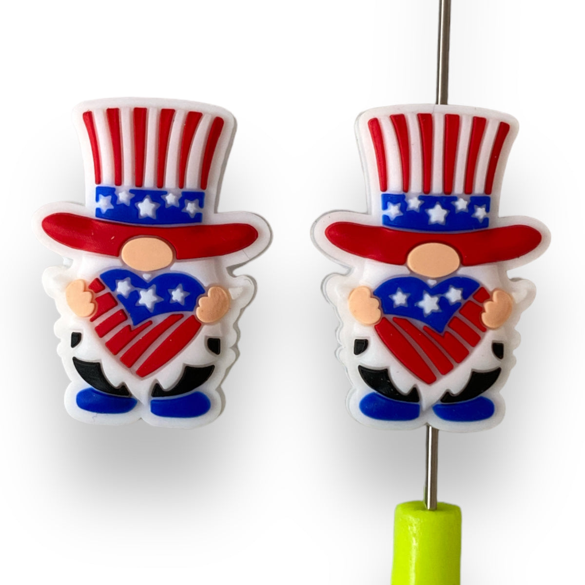 h895  - "USA Gnome"  Focal Bead Silicone (1 Count)