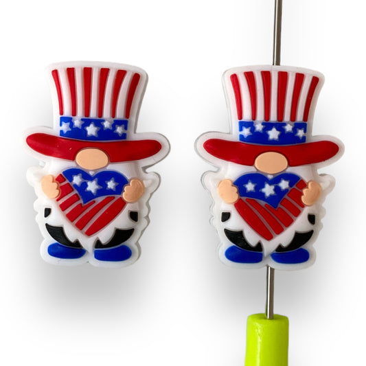 h895  - "USA Gnome"  Focal Bead Silicone (1 Count)