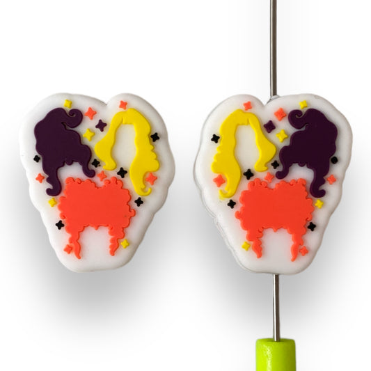 h994- "Halloween Gals"  Focal Bead Silicone (1 Count)