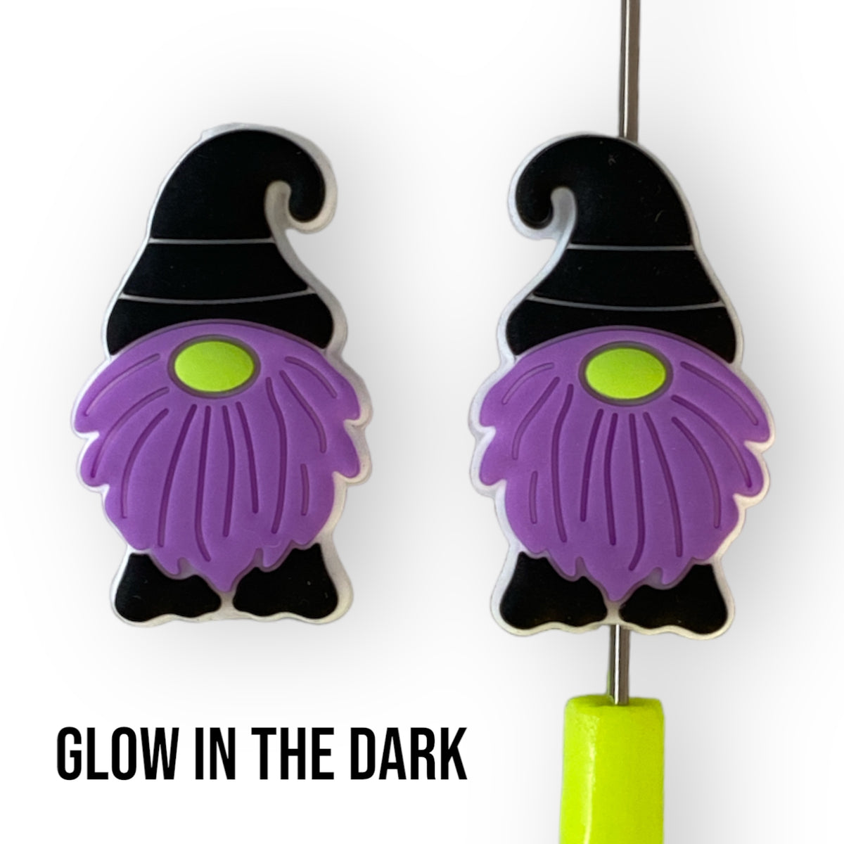 h914 - Glow In The Dark Gnome Focal Bead (1 Count) Silicone