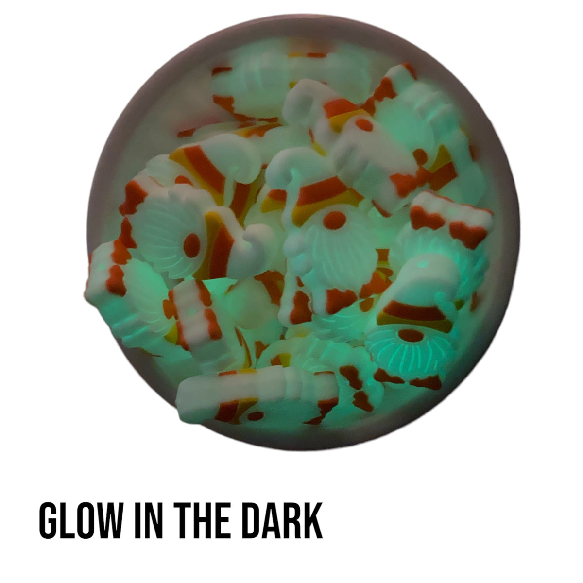 h915 - Glow In The Dark Candy Corn Gnome Focal (1 Count) Bead Silicone
