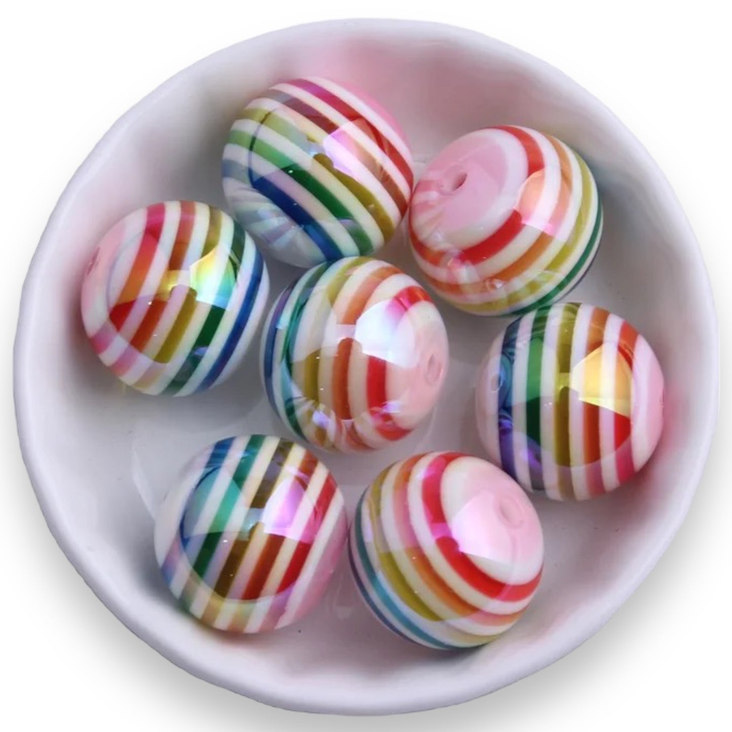 #916- Opal White Rainbow Chunky Acrylic Beads (10 Count)