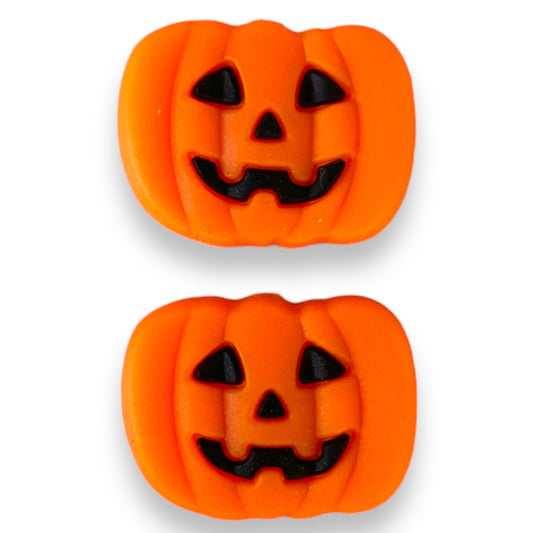 h823 - Orange Jack O'Lantern Pumpkin Silicone Focal Beads (1 Count)