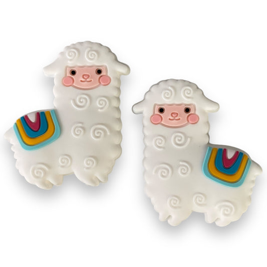 T381- White Llama Alpaca Silicone Focal Bead (1 Count)