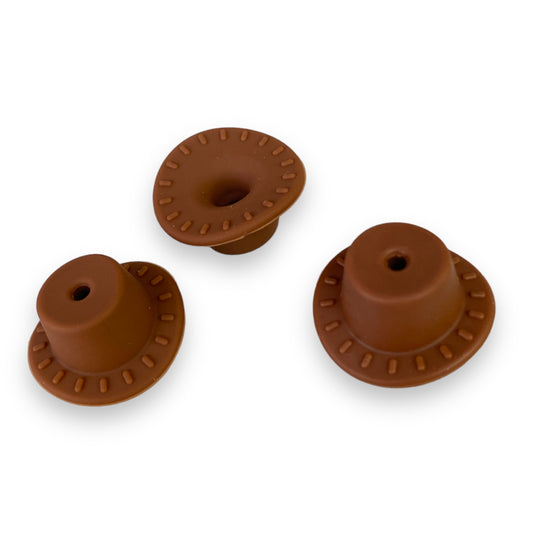 X437 - Brown “Cowboy Hat”  Silicone (1 Count) Focal Bead