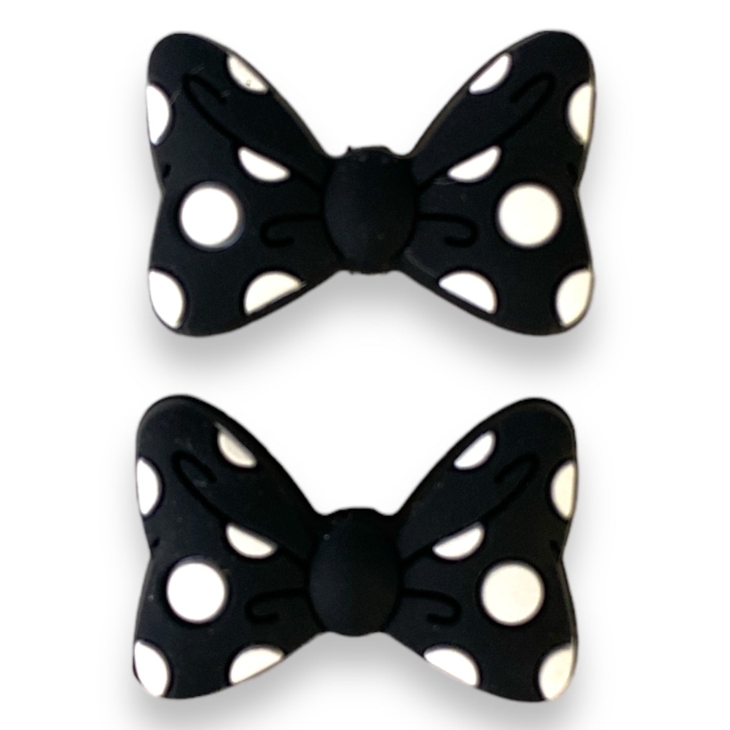 X97  - Black Polka Dot Bow Silicone (1 Count) Focal Beads