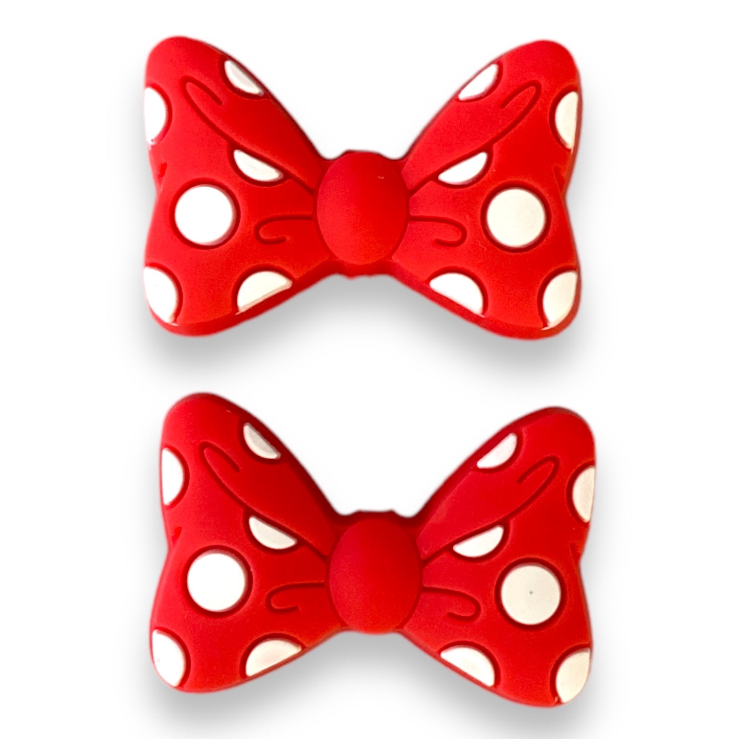 X99- Red Polka Dot Bow Silicone (1 Count) Focal Beads