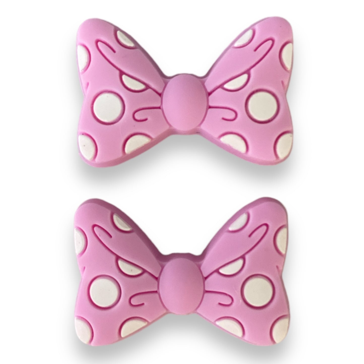 X100- Lavender Polka Dot Bow Silicone (1 Count) Focal Beads