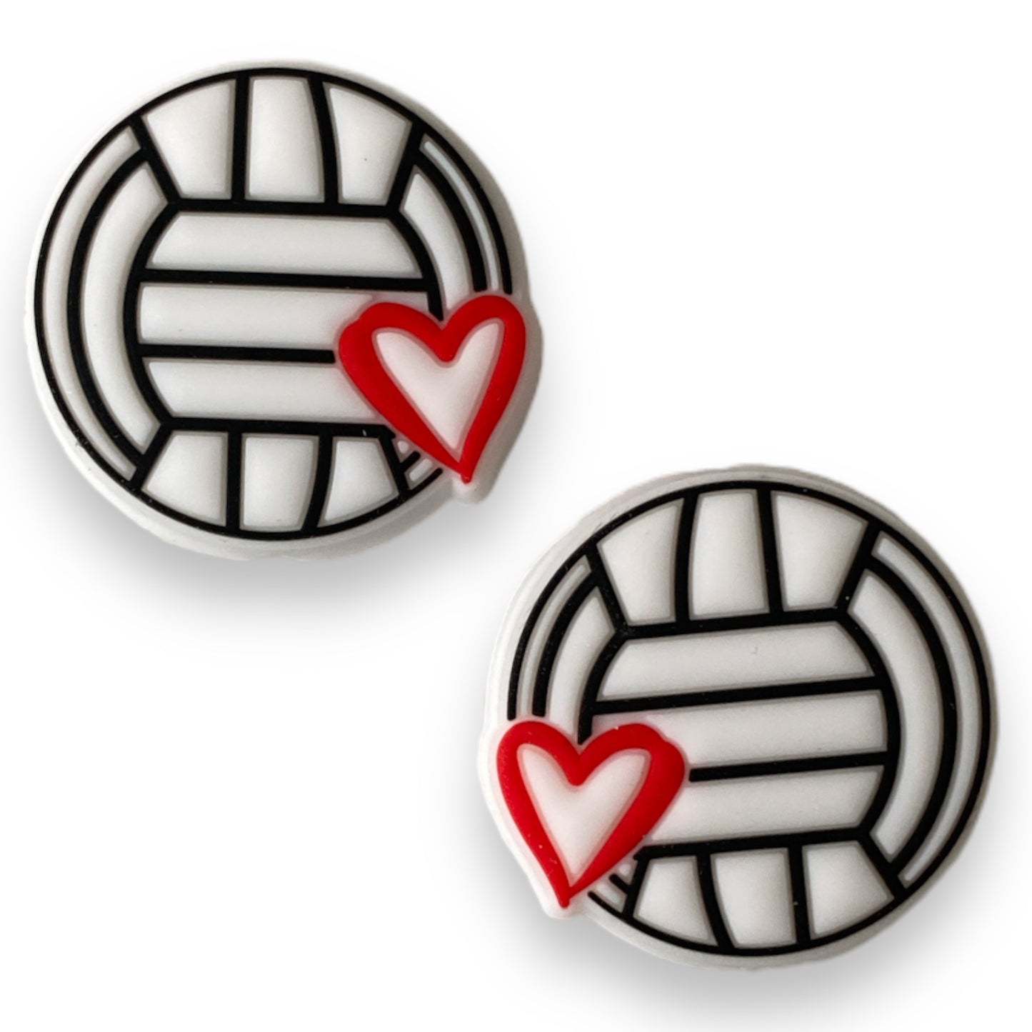 X226 - Volleyball Heart Focal (1 Count) Bead Silicone