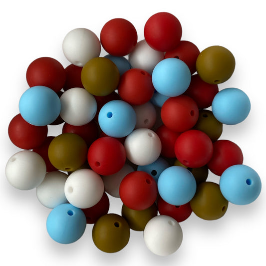 "Rudolph"-  15mm 50 Count  Mixed Pack Silicone BPA Free Beads