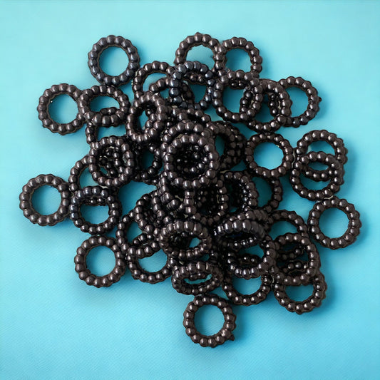 CK - 150 - 12mm "Black" Plastic Pearl Wide Hole Spacers (45-50 Pack)