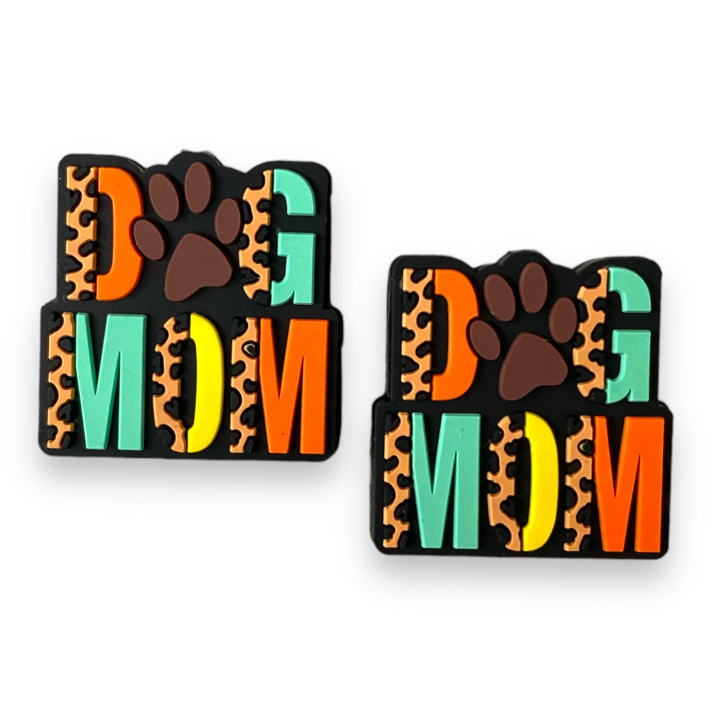 X304 - “Dog Mom (Earth Tones)” Silicone (1 Count) Focal Bead