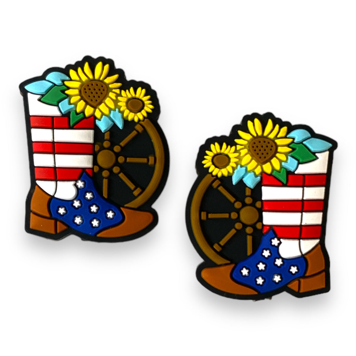 X429 - “Patriotic Cowboy Boots” Silicone (1 Count) Focal Bead