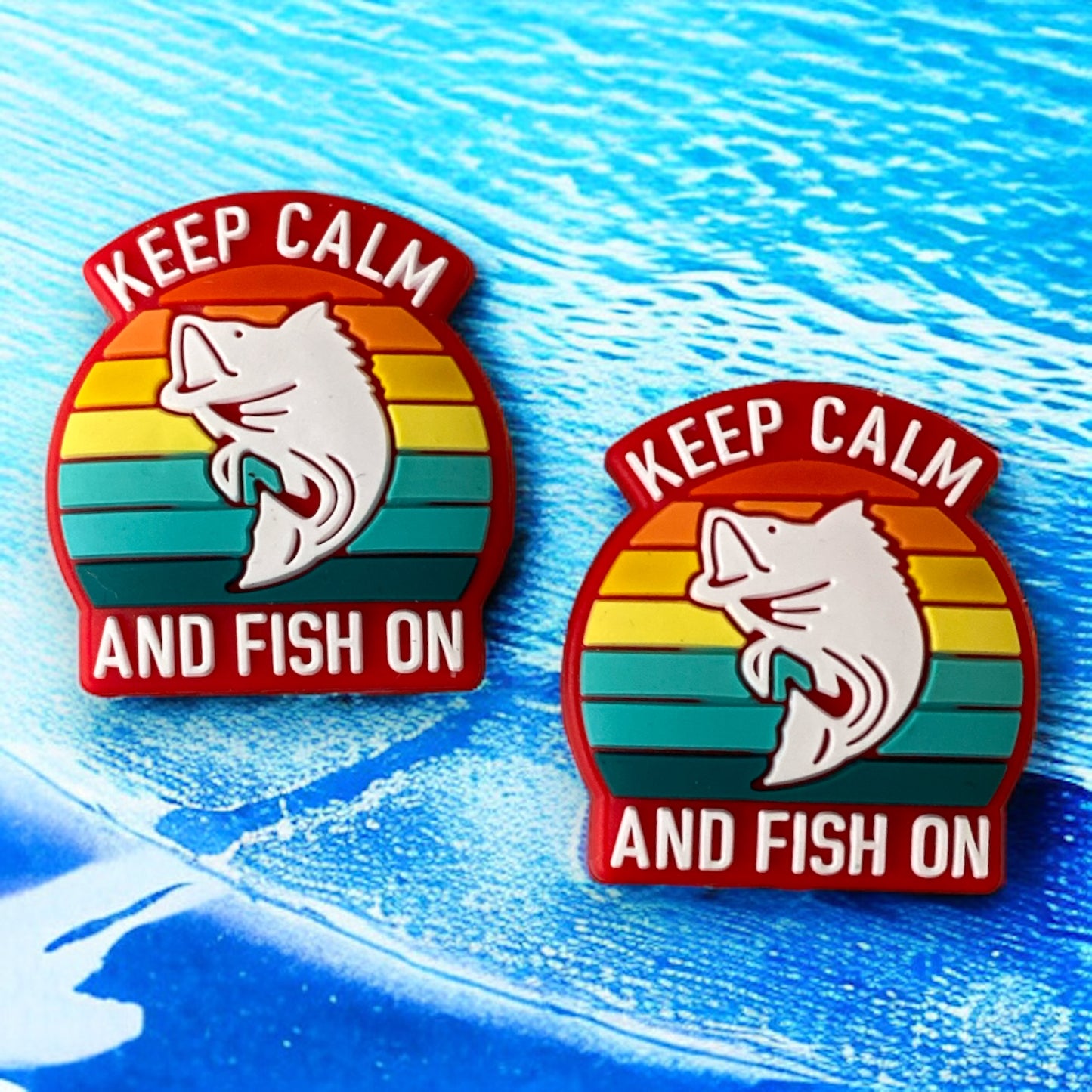 h1025  - “Keep Calm & Fish On” Silicone (1 Count) Focal Bead