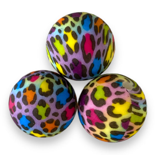 T70- 15mm “New Full Color Leopard” Pattern Silicone Beads