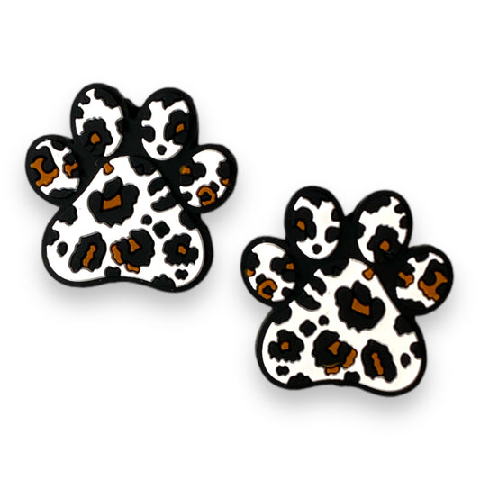 X272 - "White- Cheetah Paw” Silicone (1 Count) Focal Bead