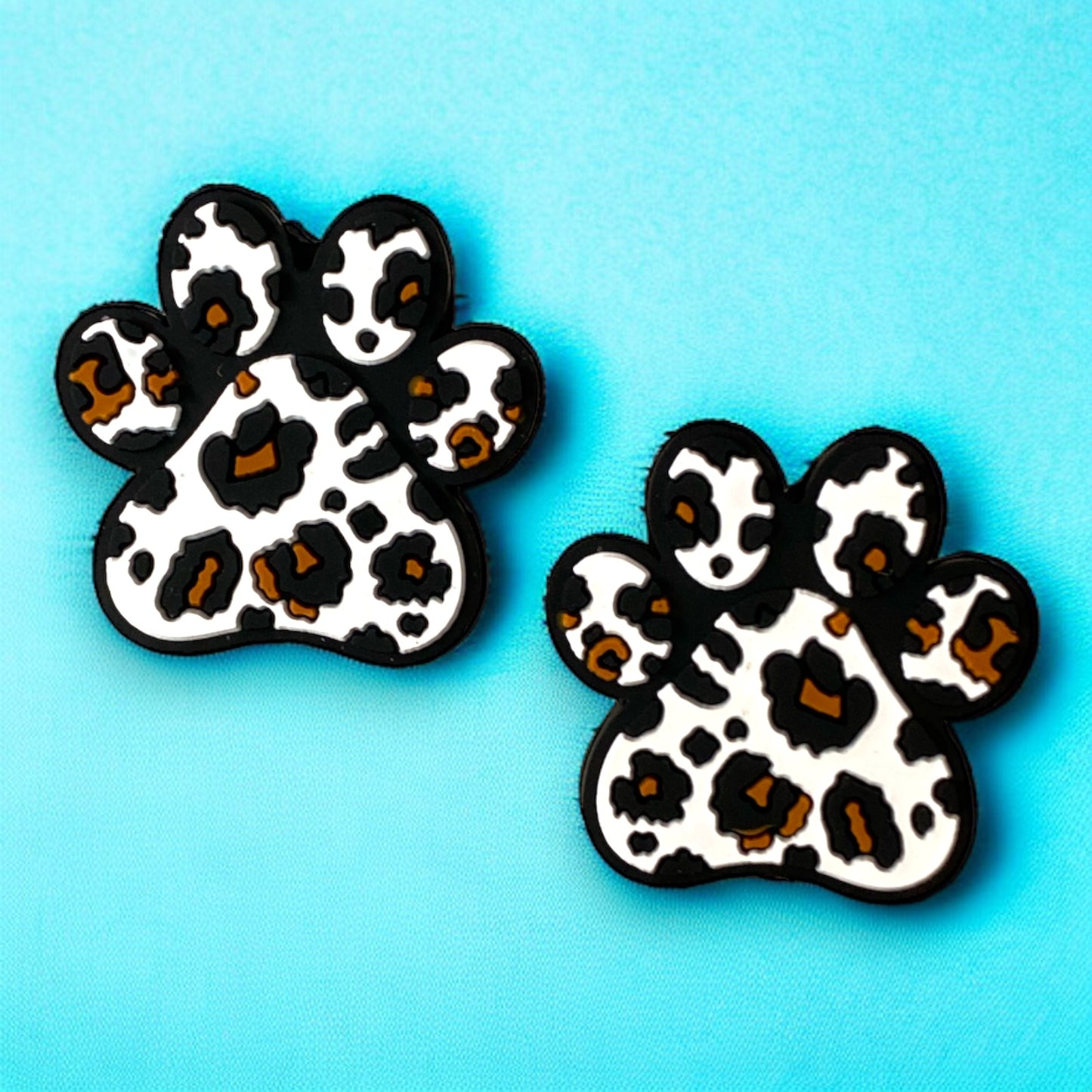 X272 - "White- Cheetah Paw” Silicone (1 Count) Focal Bead