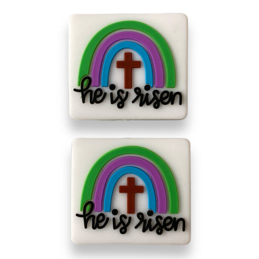 h893 -  “He Is Risen” Silicone Focal Bead (1 Count)