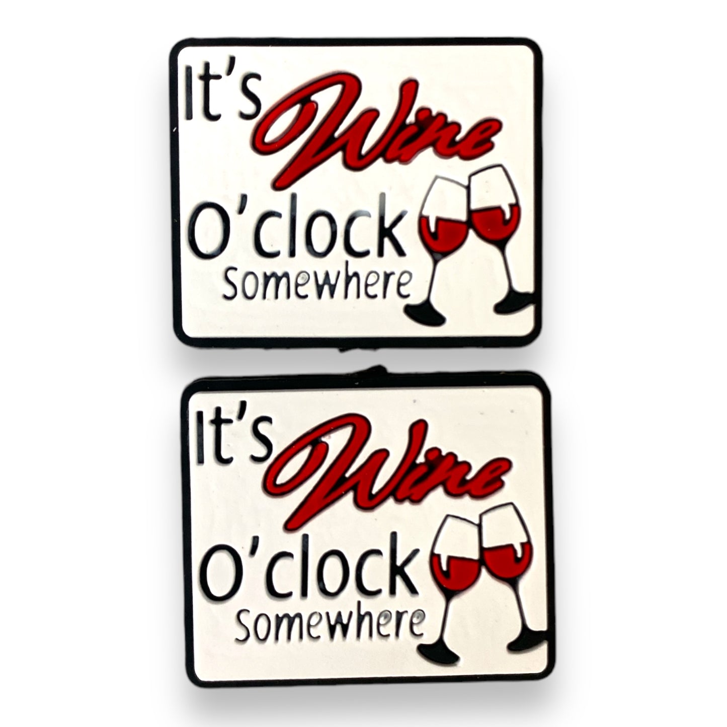 X155 - “It's Wine O'Clock Somewhere (Burgundy)” Silicone (1 Count) Focal Bead