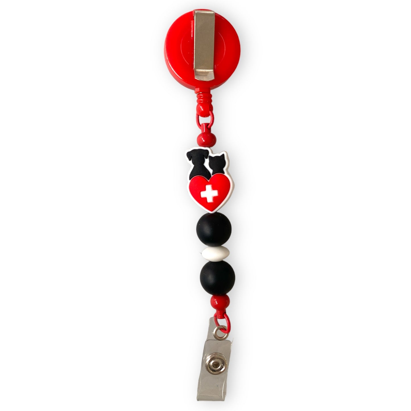 CK - 158 - Red Beadable Badge Reel