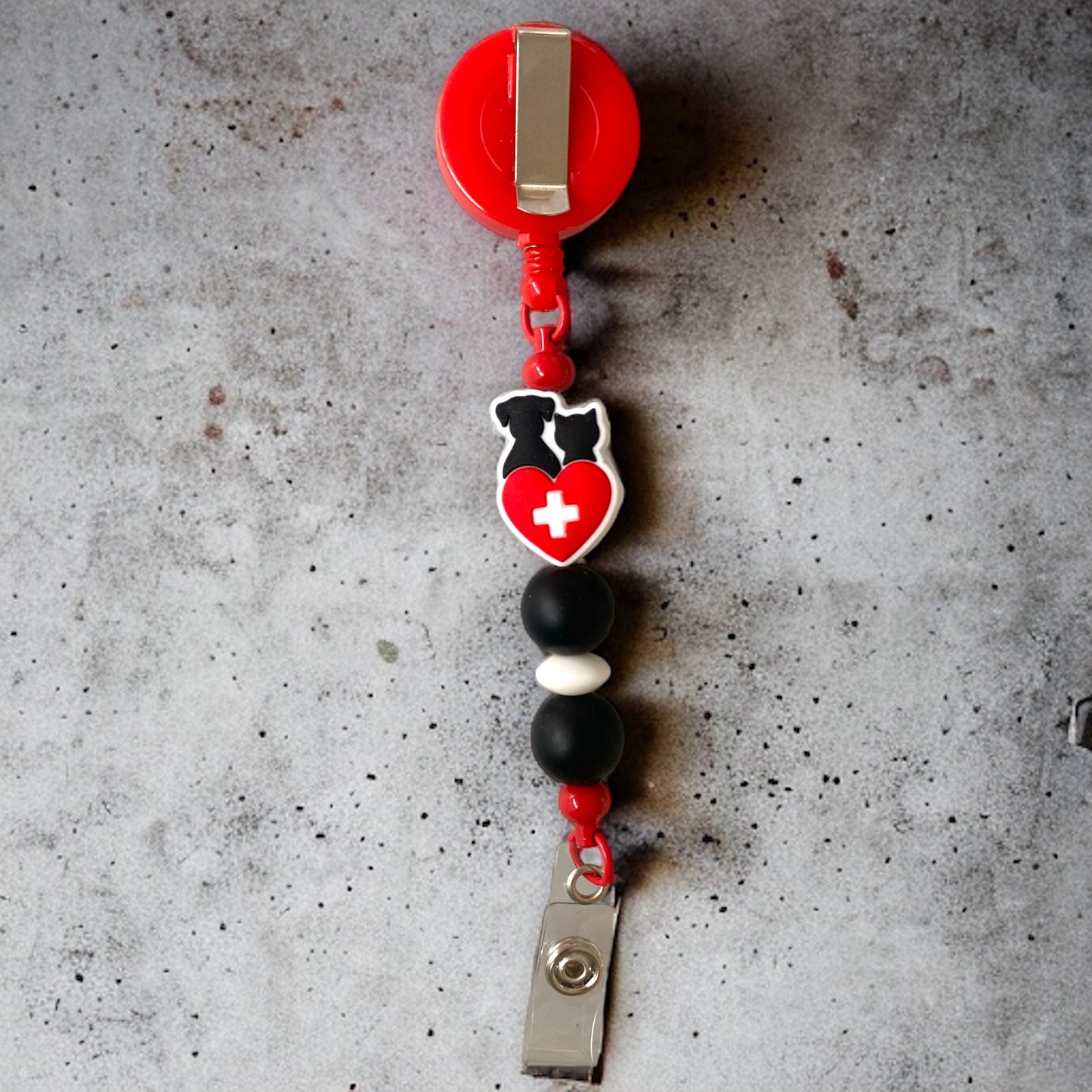 CK - 158 - Red Beadable Badge Reel