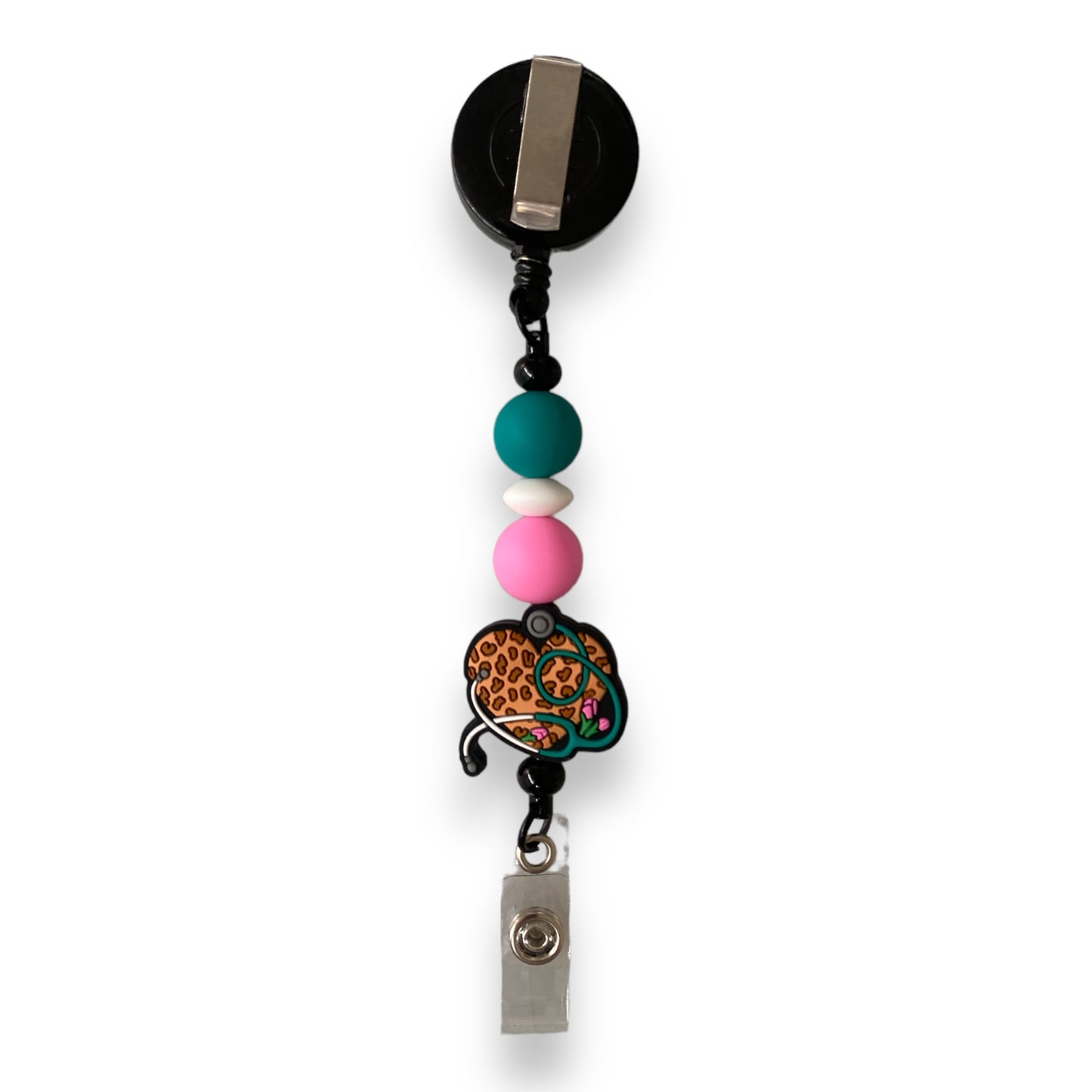 CK - 159 - Black Beadable Badge Reel