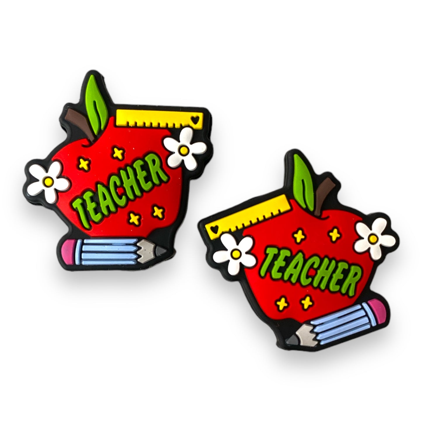 X359  - "Teacher, Apple" Silicone (1 Count) Focal Bead