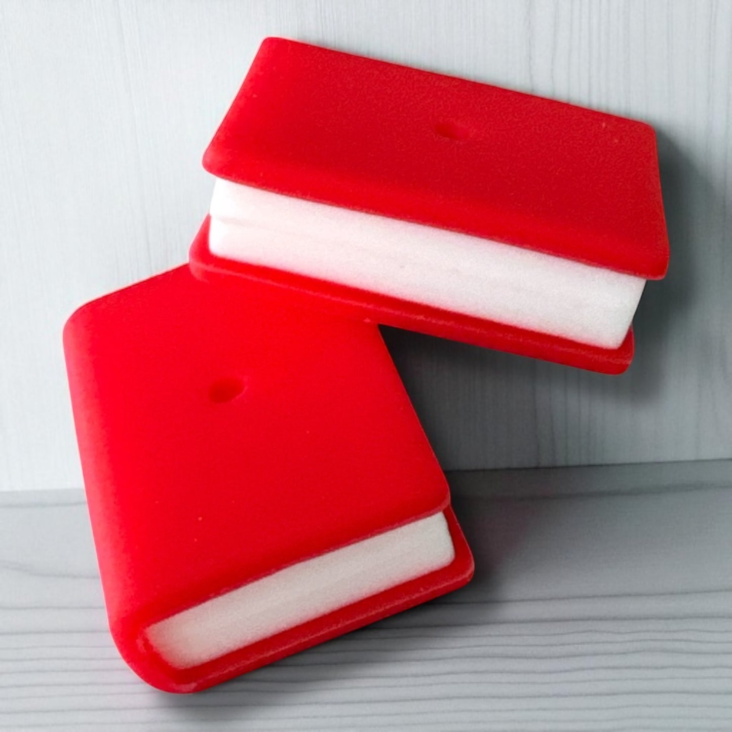 X299-  “3D Book - Red” Silicone Focal Bead (1 Count)