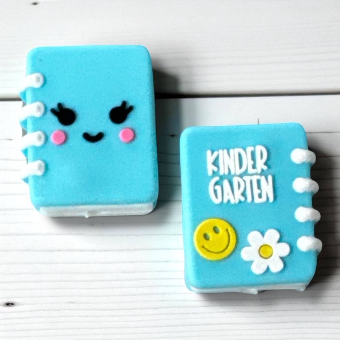 X288-  “3D Book- Kindergarten” Silicone Focal Bead (1 Count)