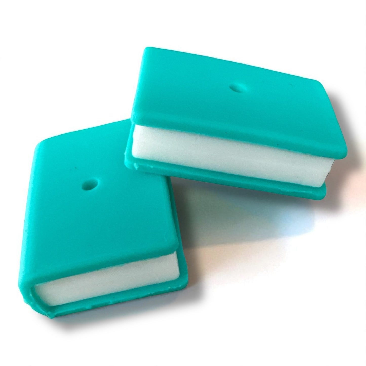 X300-  “3D Book - Aqua” Silicone Focal Bead (1 Count)