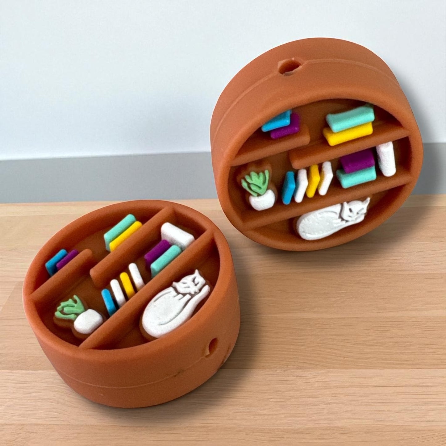 X354-  “3D Bookshelf” Silicone Focal Bead (1 Count)