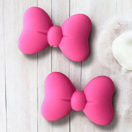 X41 -  "Dark Pink Bow" Silicone Focal Bead- Vertical Hole  (1 Count)