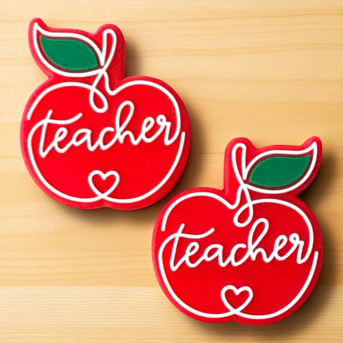 X317-  “Teacher- Apple” Silicone Focal Bead (1 Count)