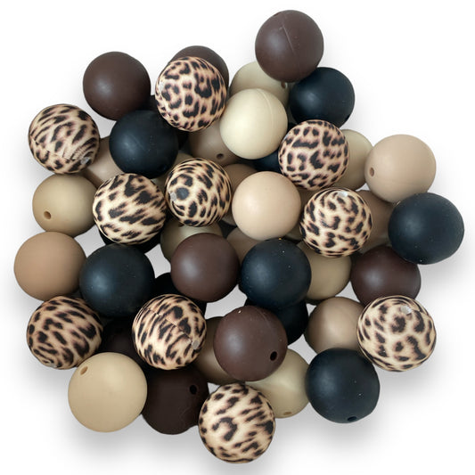 CK - 141 -  19mm "Cheetah" 50 Count  Silicone Bead Pack