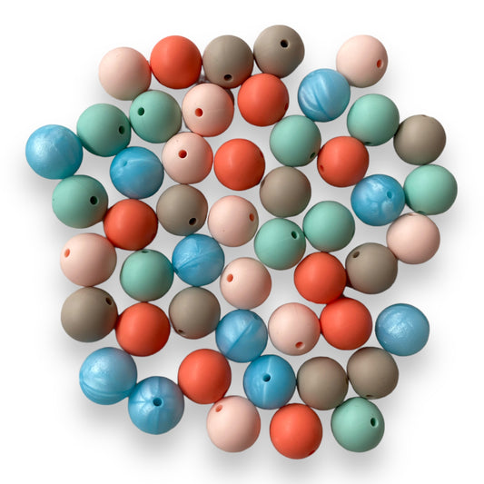 15mm "Beachy" 50 Count  Silicone Bead Pack–  Ideal for Beadable Pens & Keychains