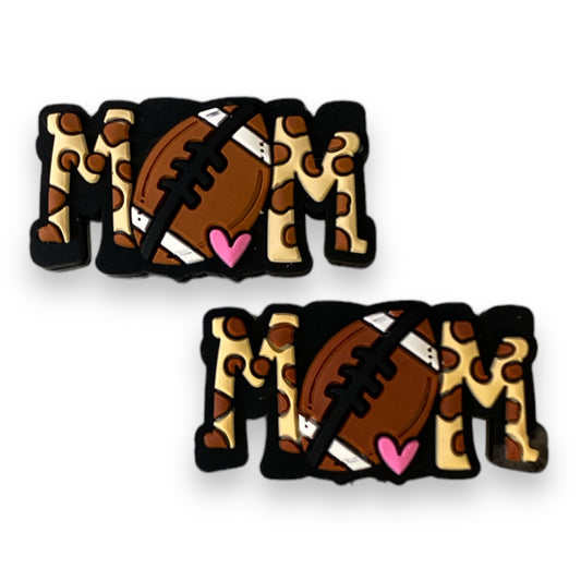 X217- "Mom / Football"  Silicone (1 Count) Focal Bead