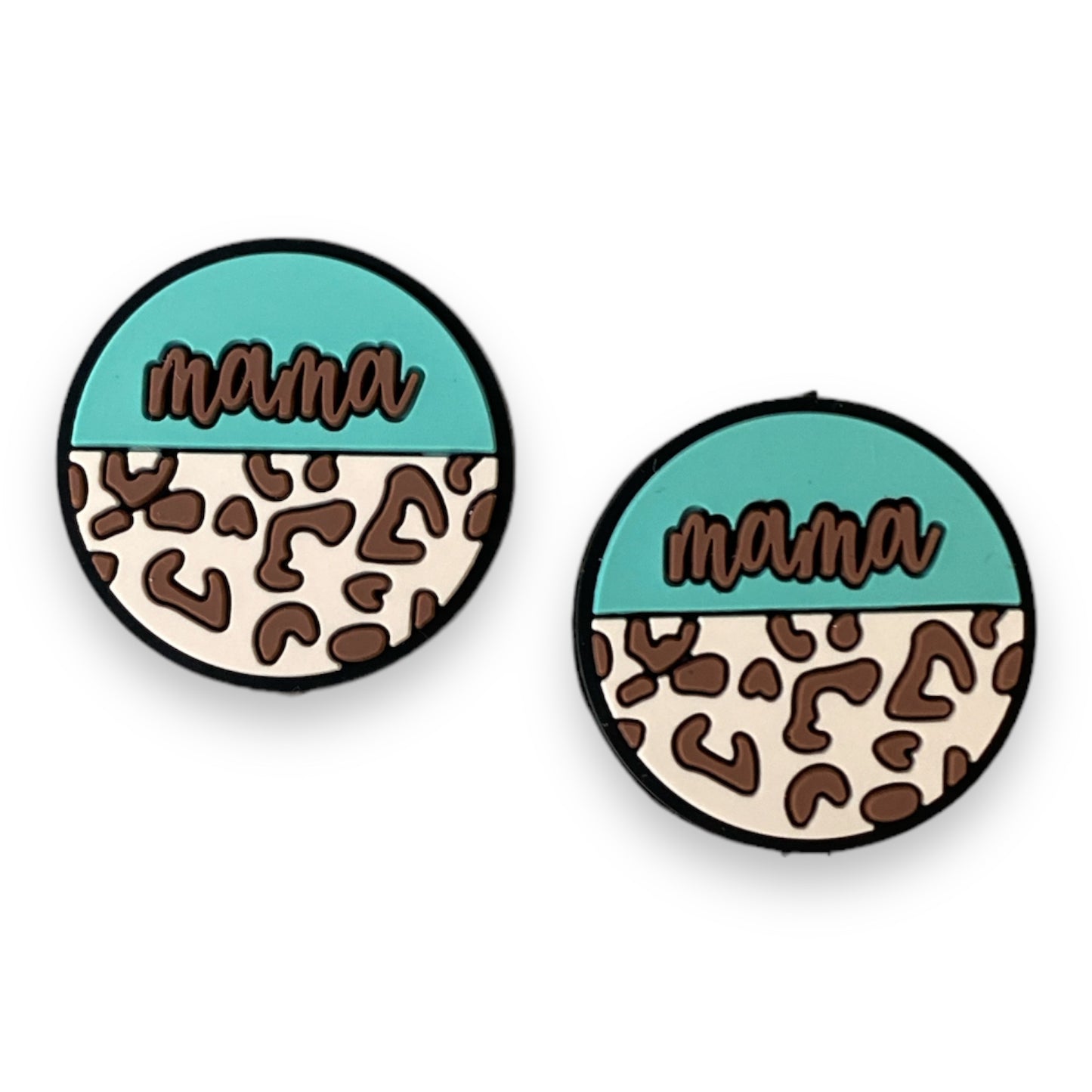 X440 - "Mama / Aqua Round"  Silicone (1 Count) Focal Bead