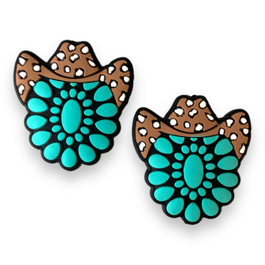 X481 - "Cowboy Hat / Turquoise Jewelry"  Silicone (1 Count) Focal Bead