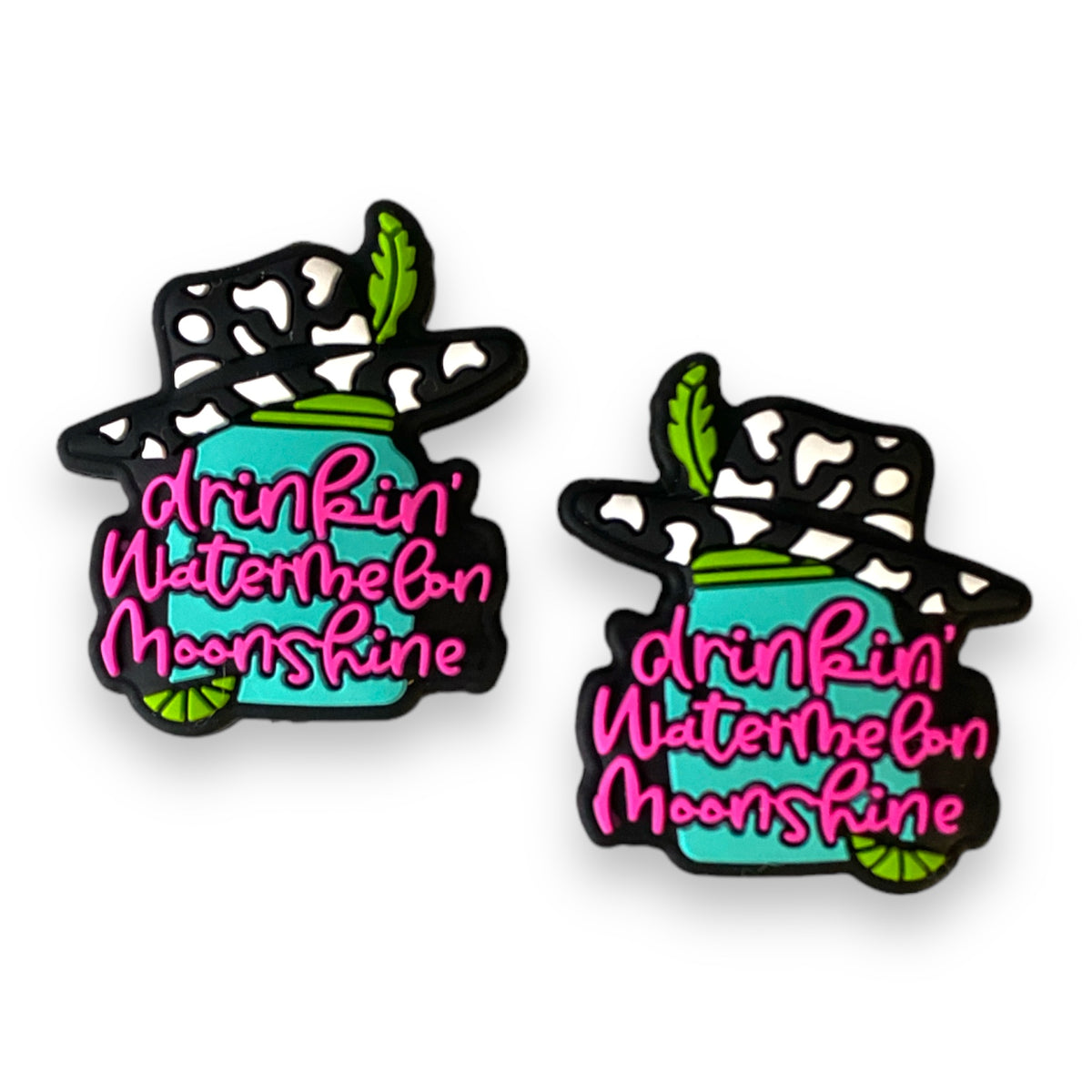 X168 - "Drinkin' Watermelon Moonshine"  Silicone (1 Count) Focal Bead