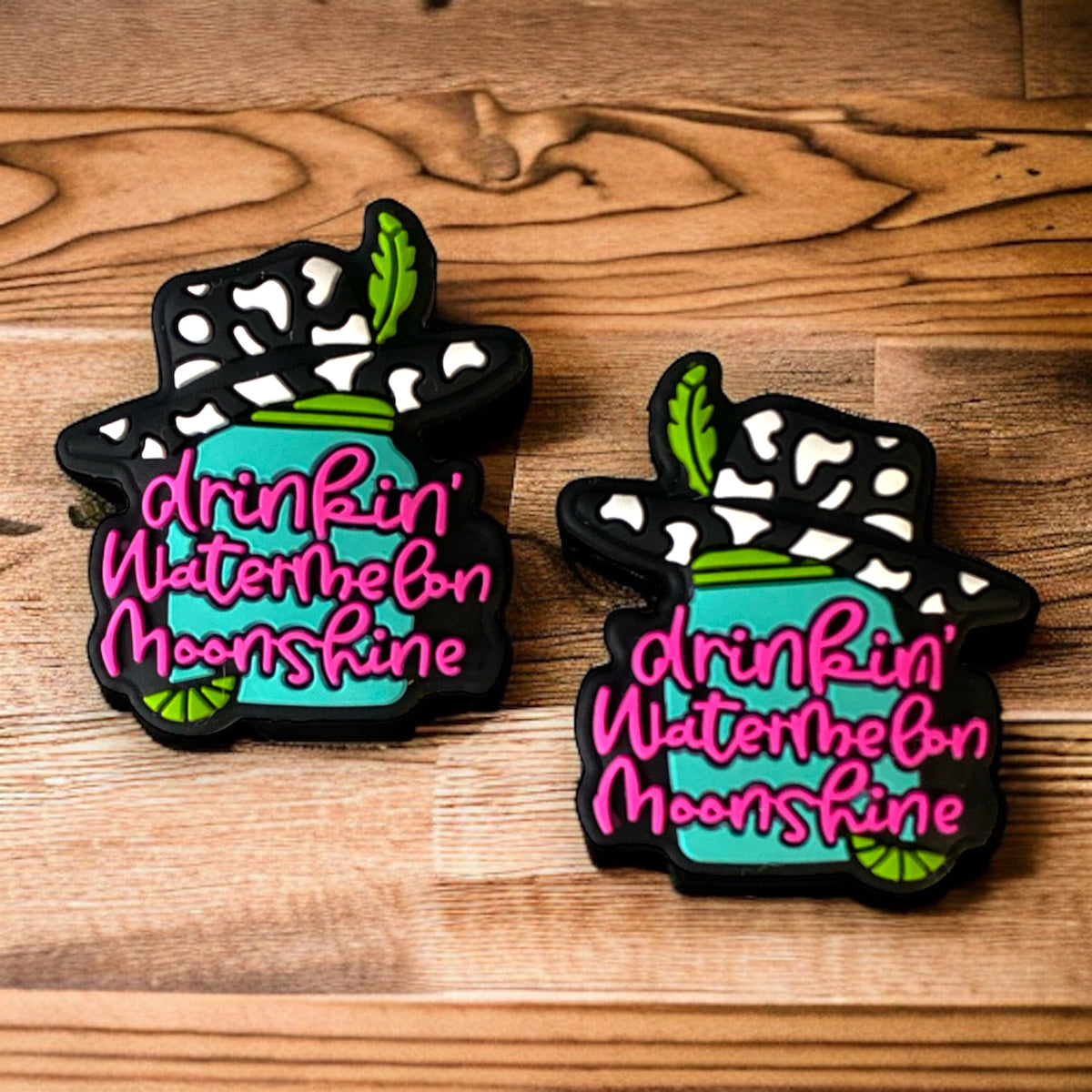 X168 - "Drinkin' Watermelon Moonshine"  Silicone (1 Count) Focal Bead