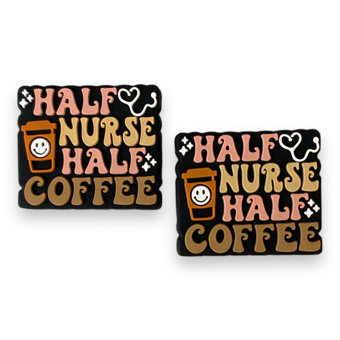 T111 - "Half Nurse Half Coffee"  Silicone Focal Bead (1 Count)