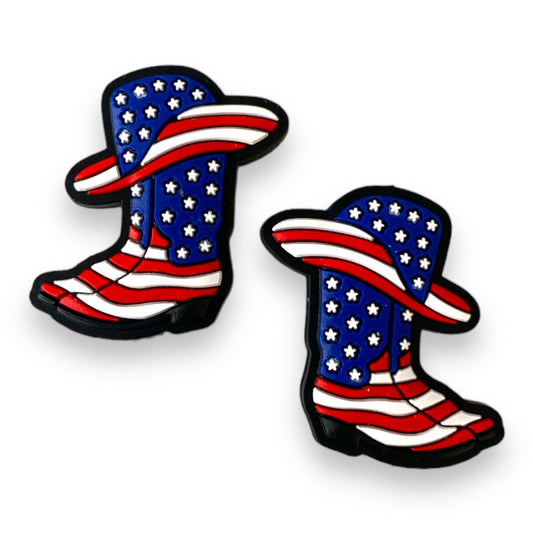 h879 - "Patriotic Cowboy"  Silicone Focal Bead (1 Count)