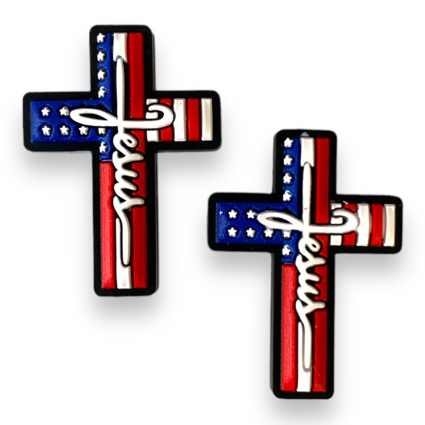 h885 - "Patriotic / Jesus Cross"  Silicone Focal  (1 Count)