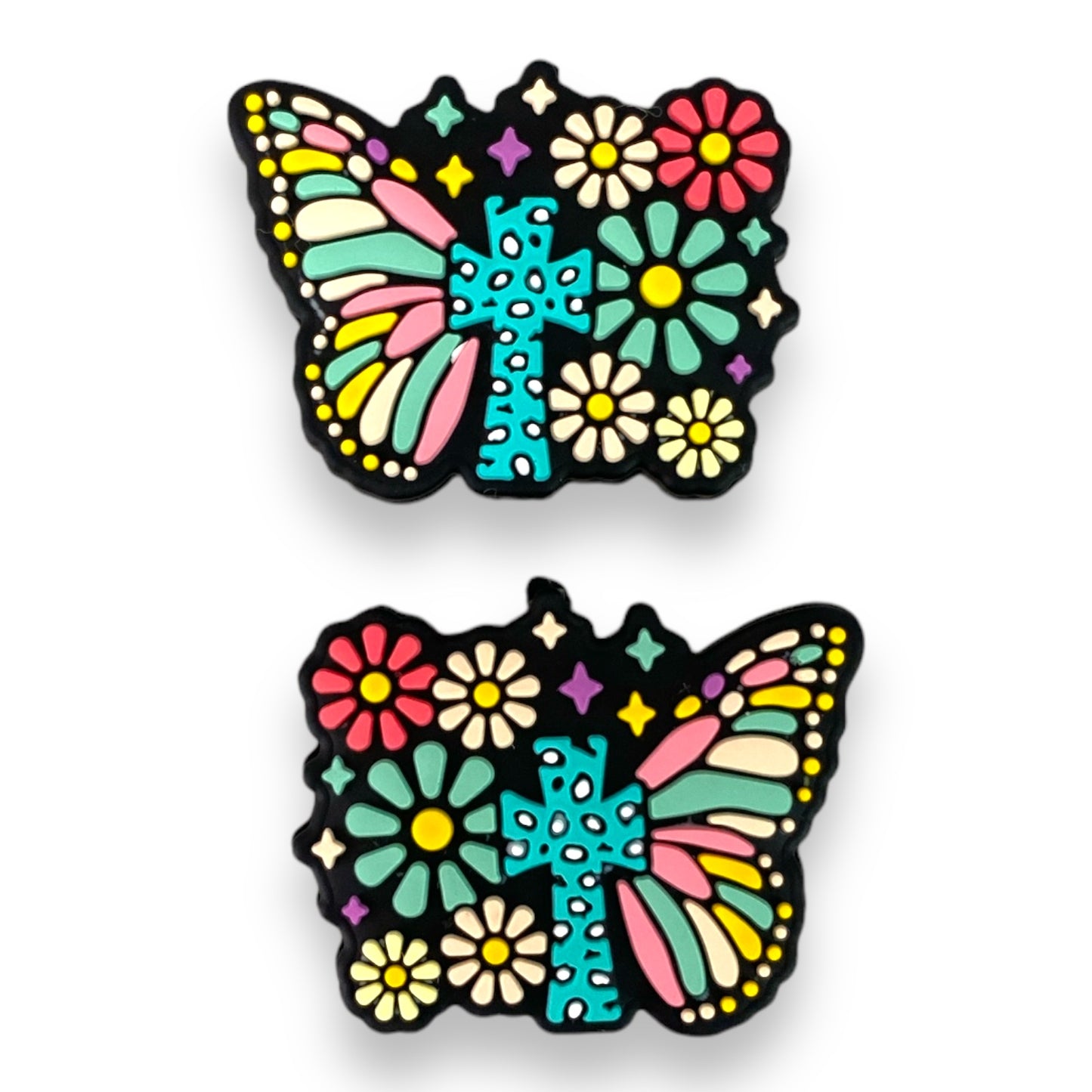 e677 - "Religious Butterfly"  Silicone (1 Count) Focal Bead