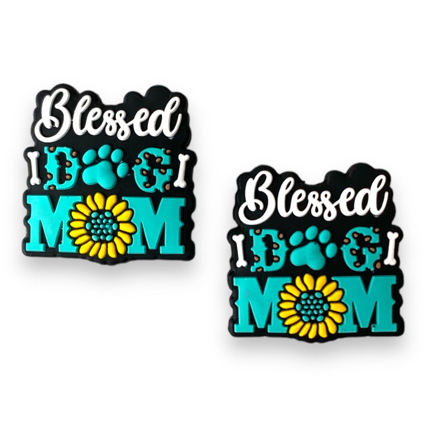 X251-  "Blessed Dog Mom" Silicone Focal Bead (1 Count)