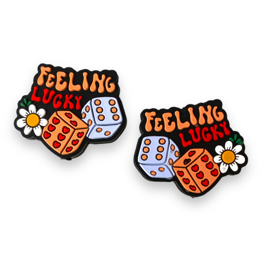 h1003-  "Feeling Lucky" Silicone Focal Bead (1 Count)